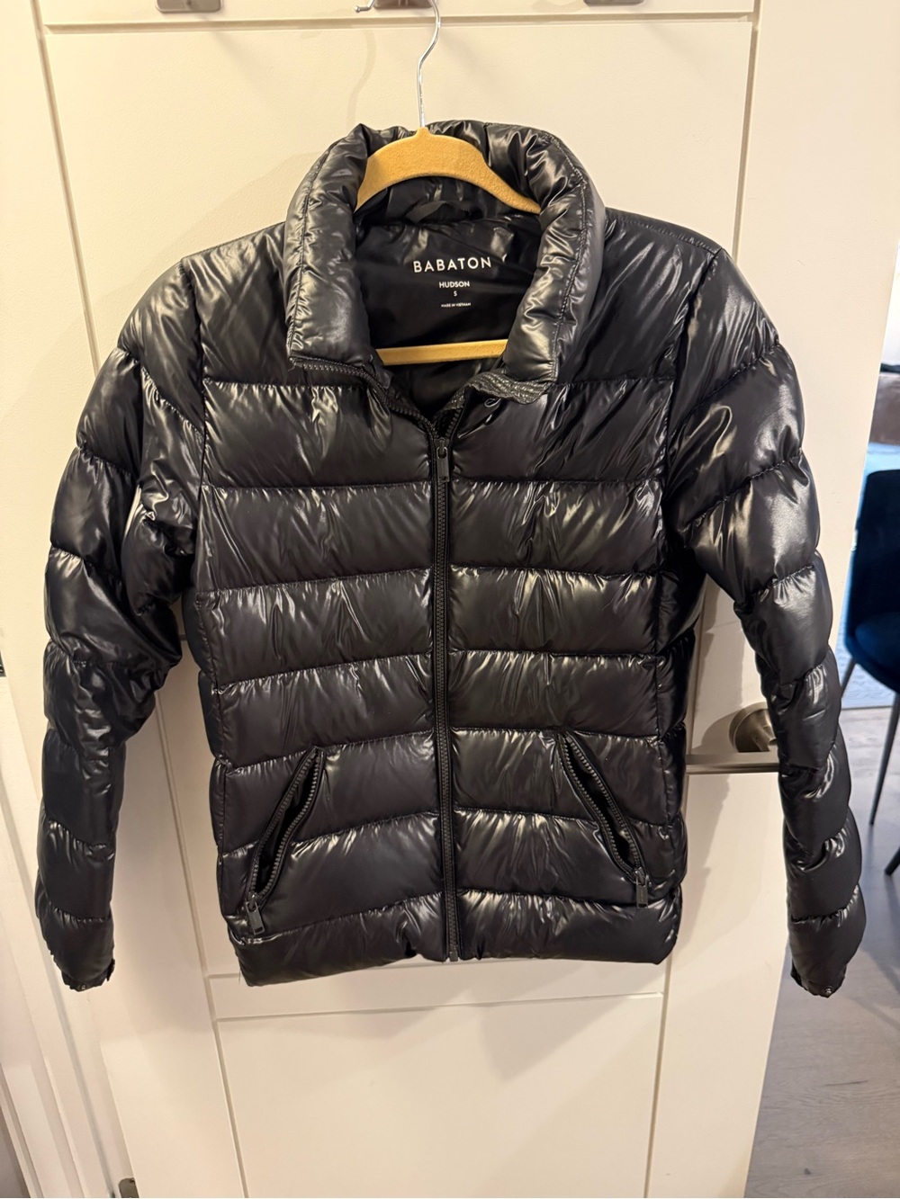 Babaton Glossy Black Quilted Puffer Jacket (from Aritzia)